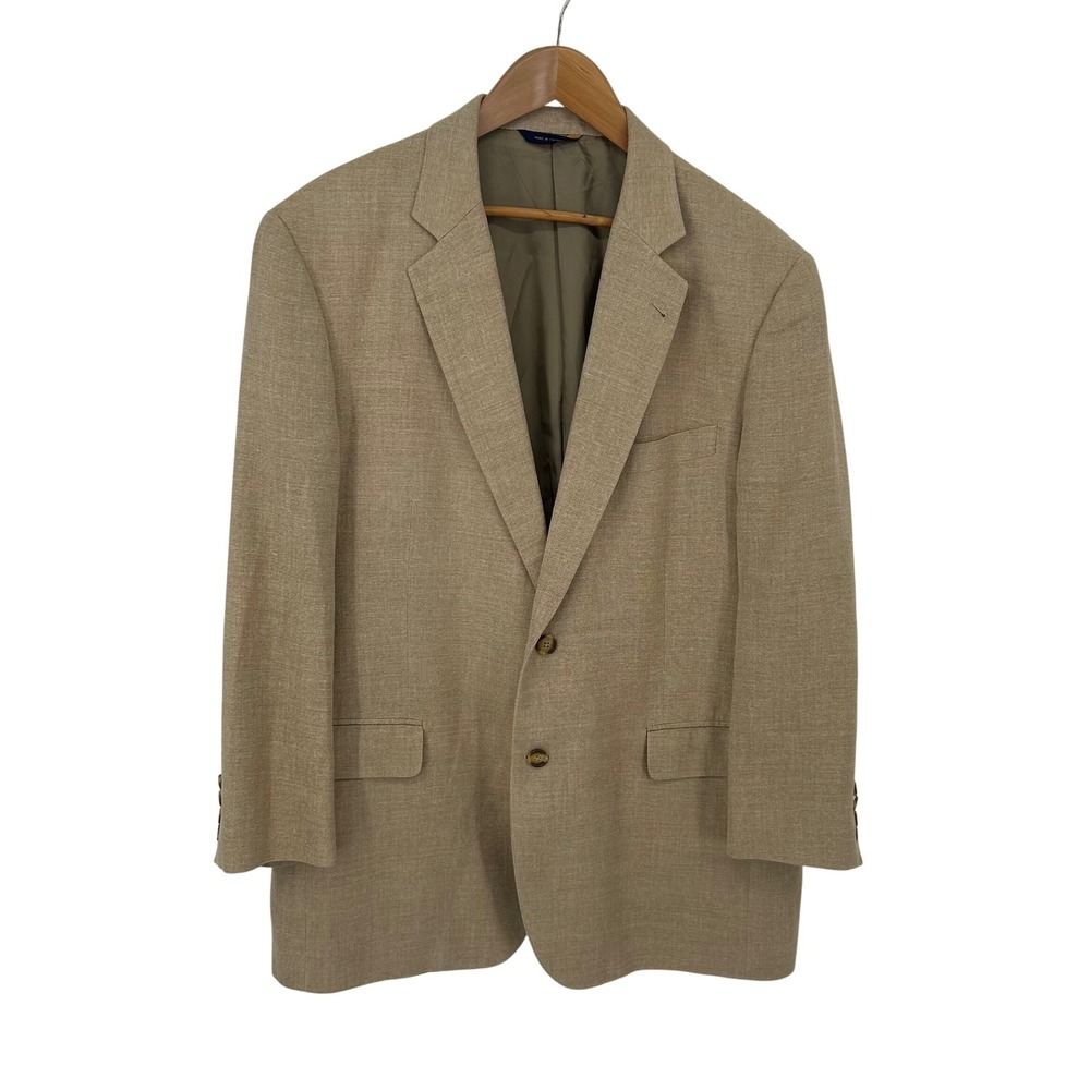 Brooks Brothers 1818 Madison Silk Linen Sport Coat 43R Tan Blazer 2-Button